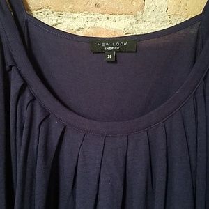 NWOT - New Look Inspire Navy Pleated Tank - 28